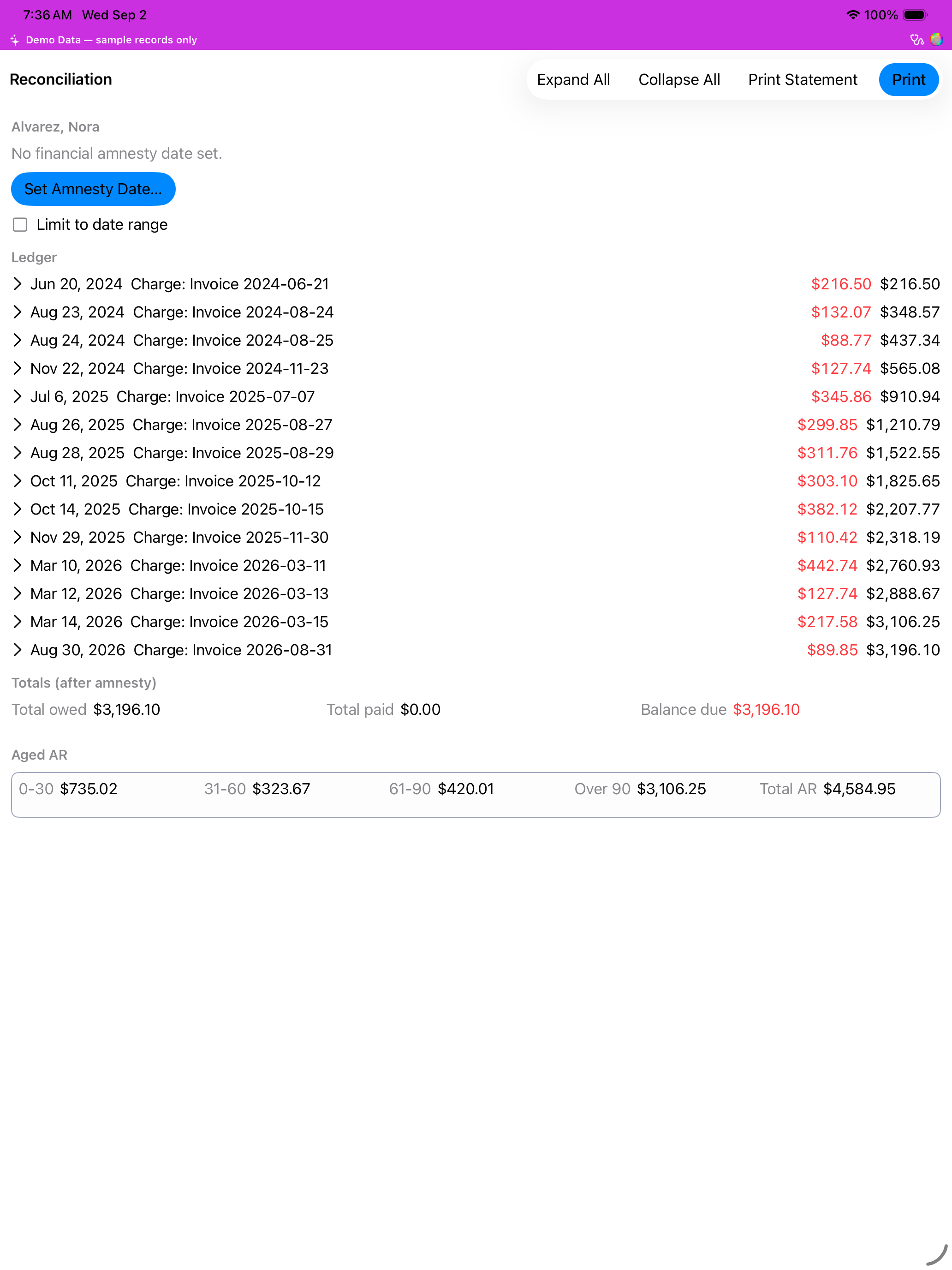 Client Reconciliation screenshot