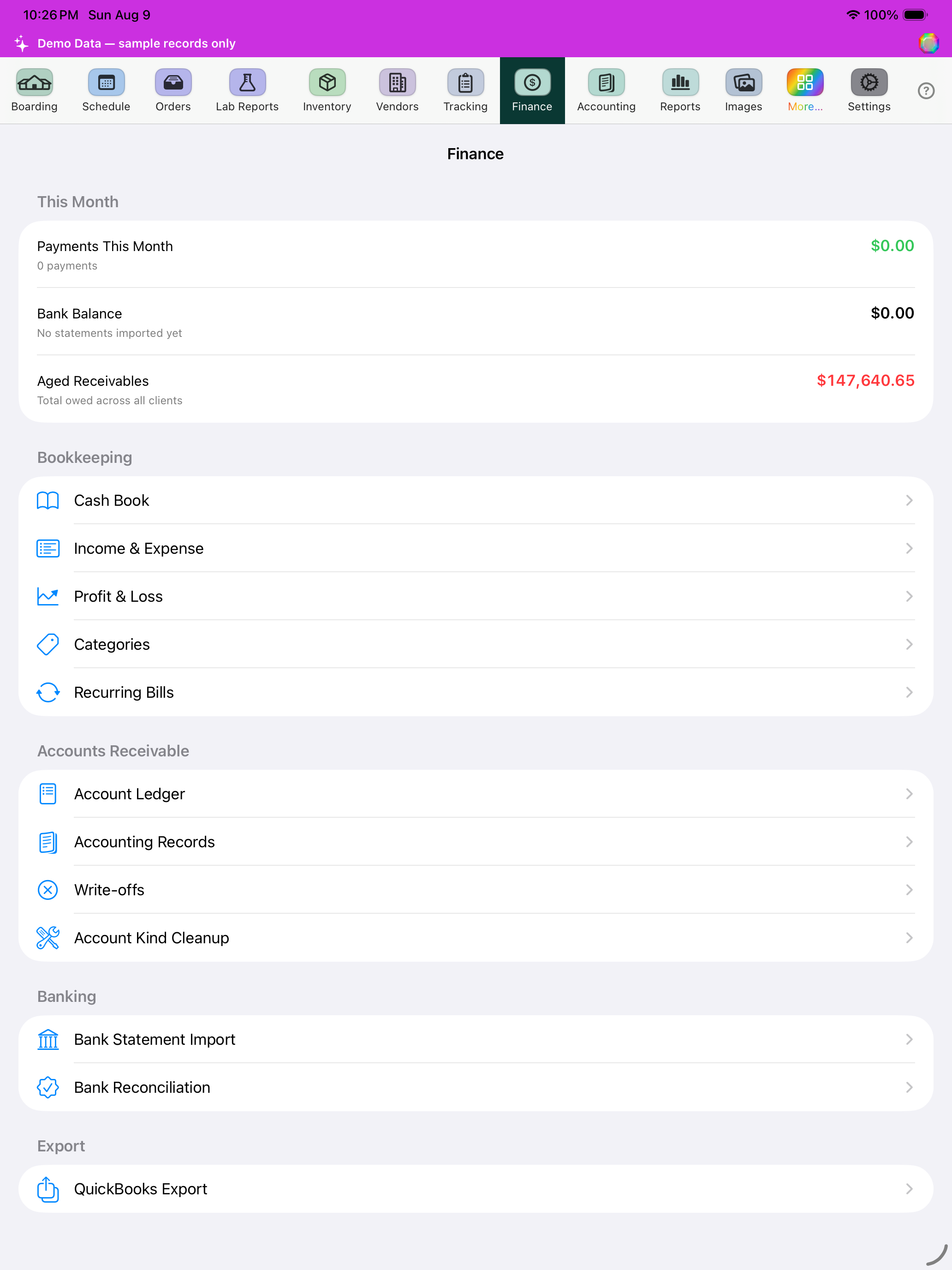 Finance screenshot