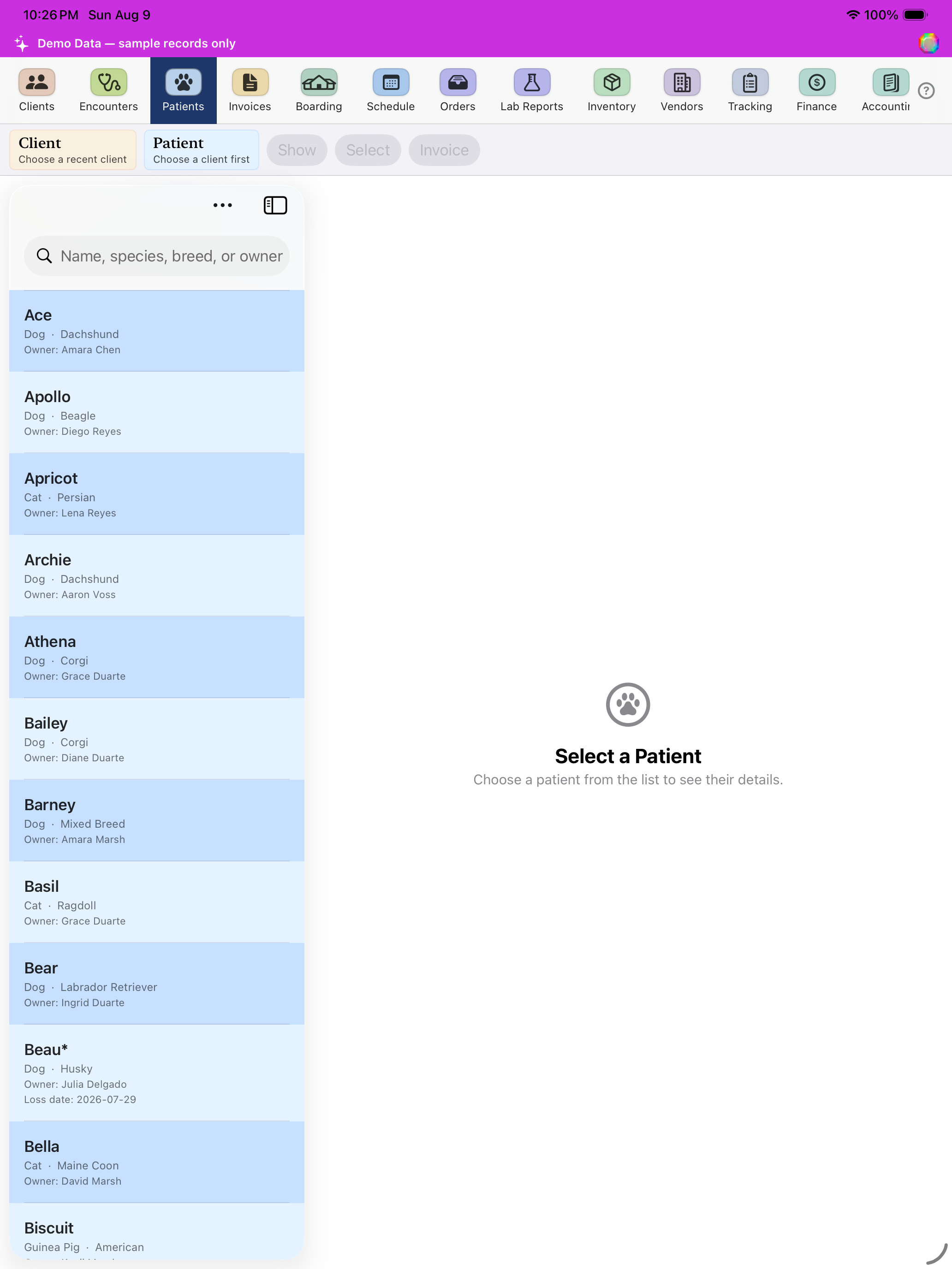 Patients screenshot