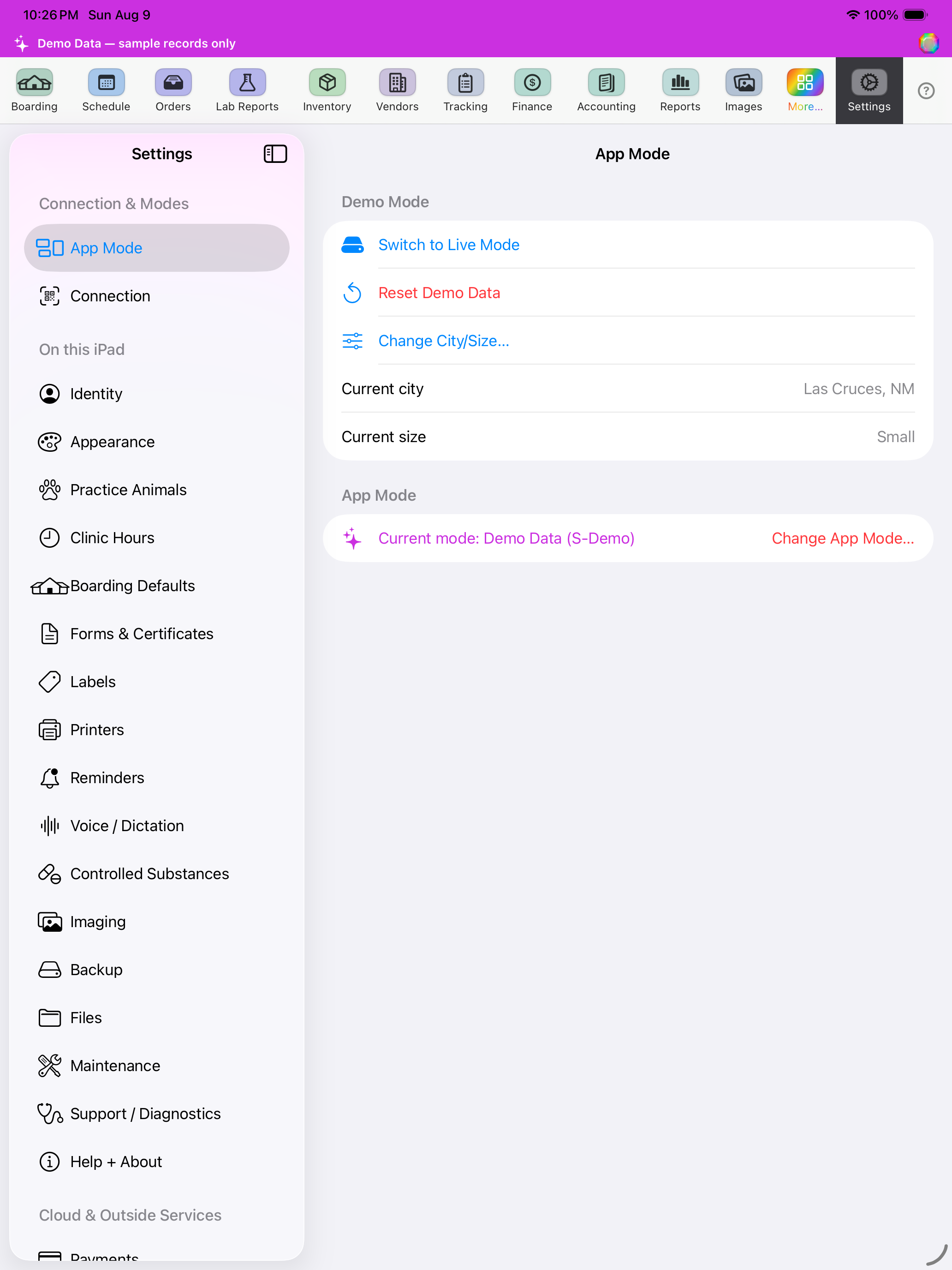 Settings — App Mode screenshot